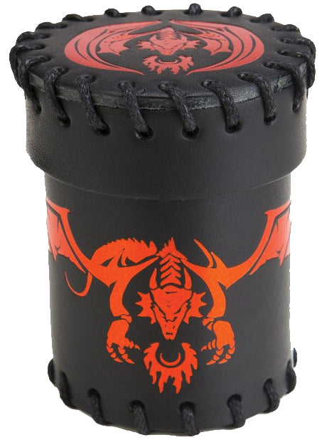 Dice Cup: Flying Dragon Black/Red Leather