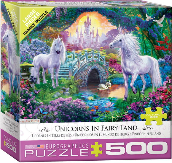 Unicorns in Fairy Land 500-Piece Large Piece Family Puzzle