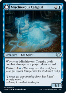 Magic: The Gathering - Innistrad: Crimson Vow - Mischievous Catgeist FOIL Uncommon/069 Lightly Played