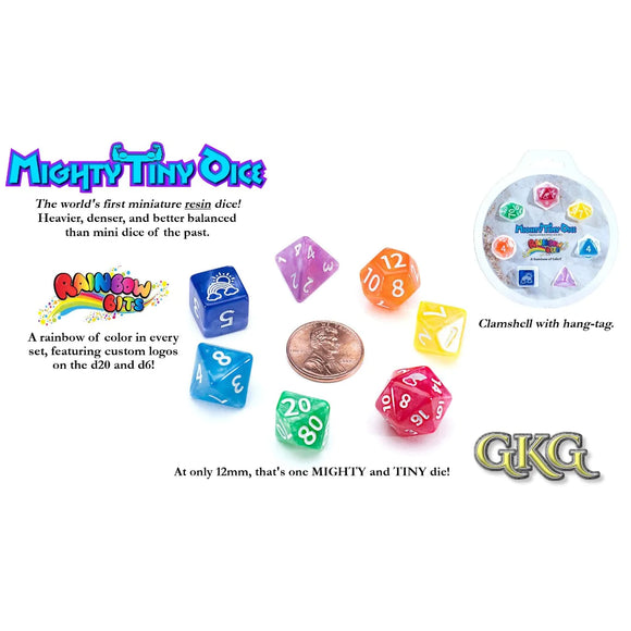 Mighty Tiny Dice: Rainbow Bits (7 Polyhedral Dice Set)
