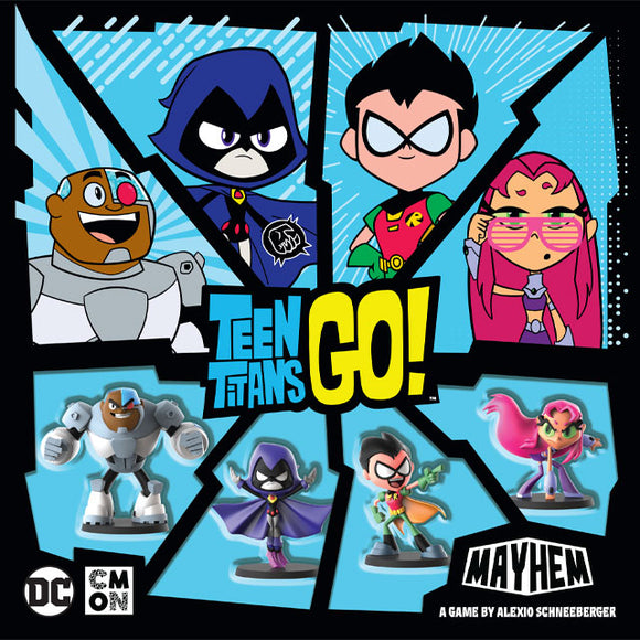 Teen Titans GO! Mayhem Core Game with Kickstarter Promos and 2-Figure Pack