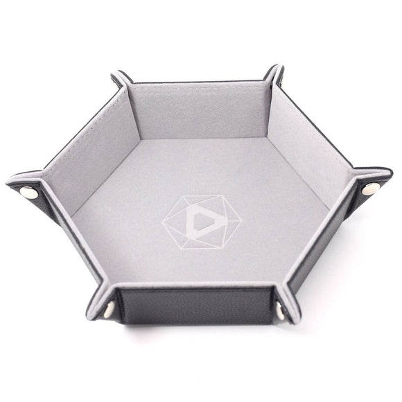 Table Armor Folding Dice Tray (Hexagonal) w/ Gray Velvet