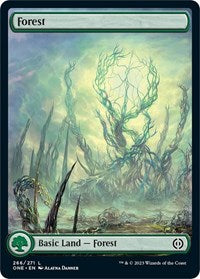 Magic: The Gathering Single - Phyrexia: All Will Be One - Forest (266) - Full Art - FOIL Rare/266 Lightly Played