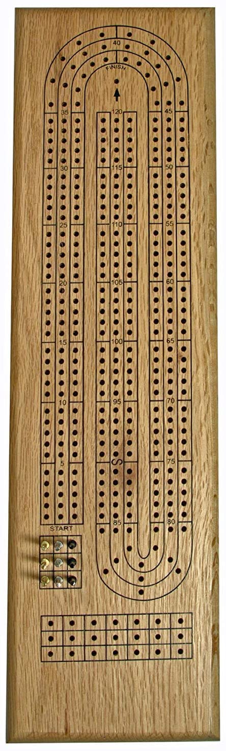 WE Games- Classic Wooden Cribbage Board Game Set- Solid Oak