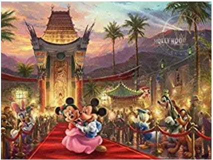 Thomas Kinkade The Disney Collection Mickey and Minnie Hollywood Jigsaw Puzzle, 750 Pieces