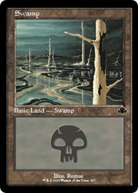 Magic: The Gathering Single - Dominaria Remastered - Swamp (407) (Retro Frame) (Foil) - Land/407 Lightly Played