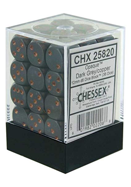 Opaque: 12mm D6 Dark Grey/Copper (36) 25820