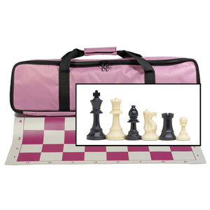 Deluxe Tournament Chess Set in a Pink Canvas Bag 4 Inch King – Triple Weighted