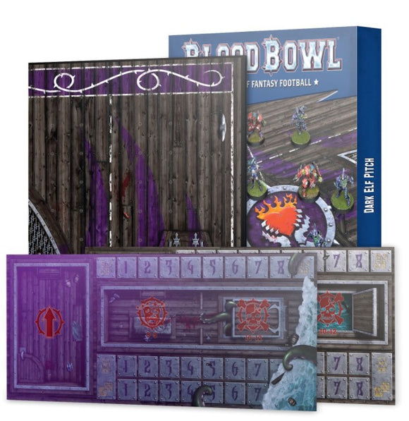 Warhammer Fantasy - Blood Bowl Dark Elf Team – Double-sided Pitch and Dugouts Set