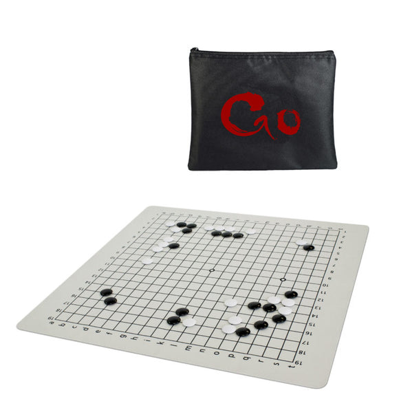 Ultimate Travel Go Set with Full-Size 19.75 inch Silicone GO Board & Convex Stones Made of Premium ABS plastic