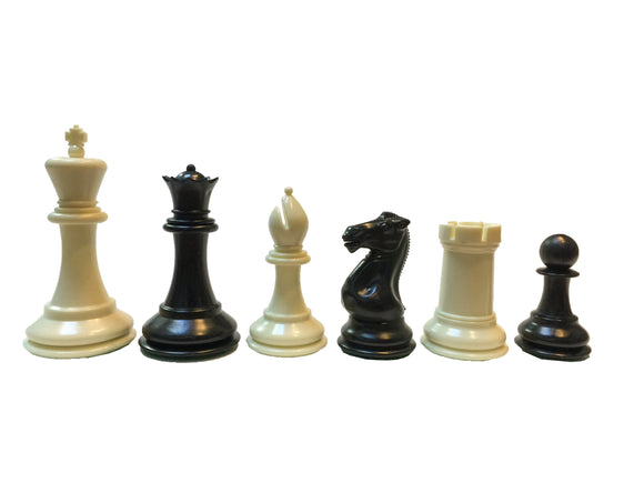 Tournament Staunton Chessmen – Triple Weighted Black & Cream Plastic Set with 3.75 Inch King