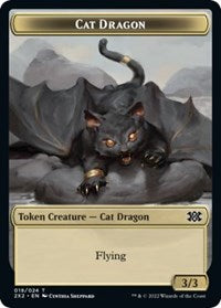 Magic: The Gathering Single - Double Masters 2022 - Cat Dragon // Knight Double-sided Token - FOIL Token/005 Lightly Played