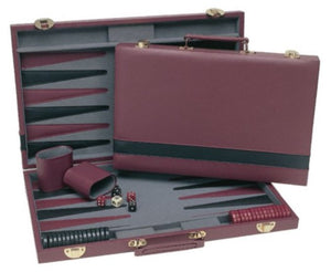 Tournament Backgammon Set – 18" Burgundy & Black Leatherette