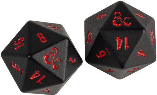Dungeons & Dragons RPG: Heavy Metal Dice - D20 Black and Red (2)